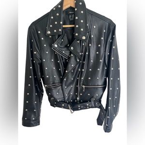 Studded Faux Leather Moto Jacket
